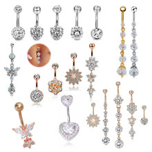 2021 Hot Selling Stainless Steel Multi Color Belly Navel Ring Body Piercing Jewelry